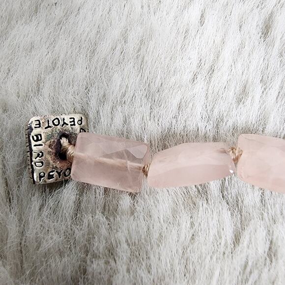NEW Peyote Bird Free Spirit Chunky Rose Quartz Stone Leather Sterling Bracelet - Picture 5 of 9